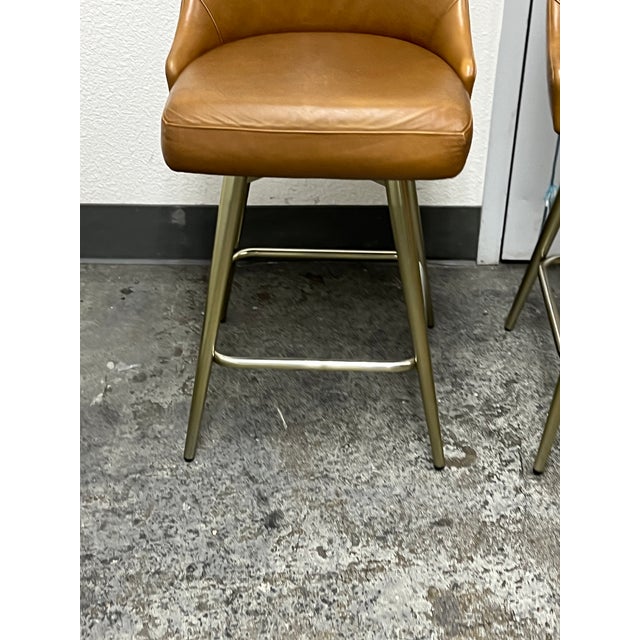 West Elm Mid Century Swivel Counter Stools, Pair For Sale - Image 11 of 12