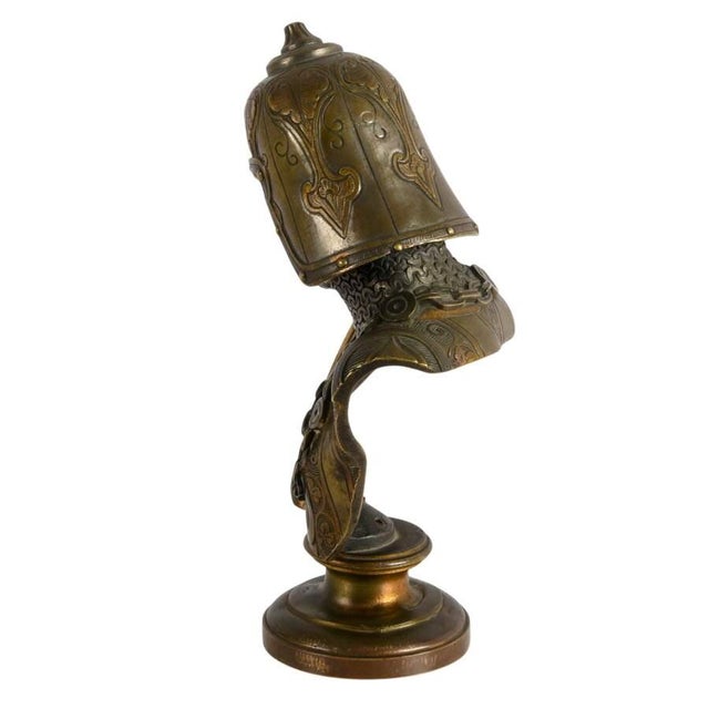 Early 20th Century French Bronze Medieval Crusader Bust After Émile Guillemin For Sale - Image 5 of 9