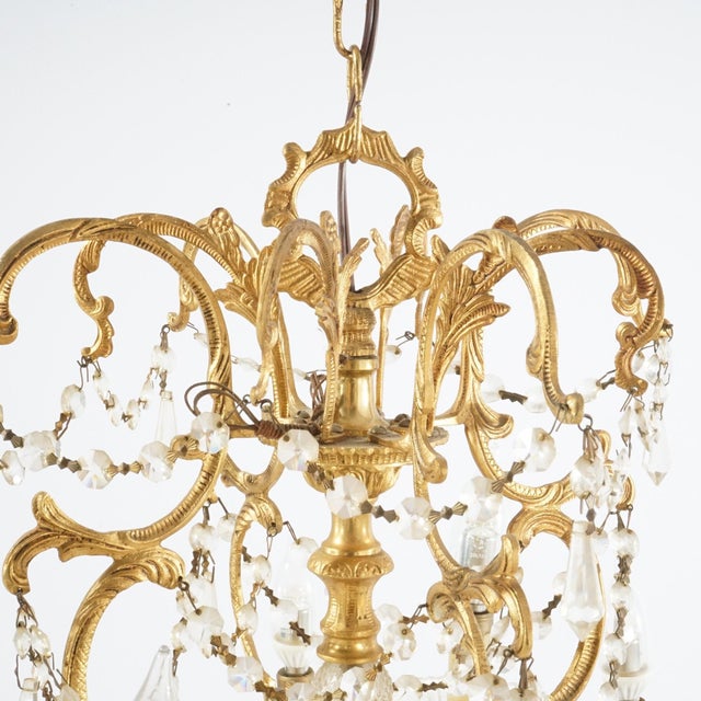 French Style Gilt & Crystal Twelve-Light Tiered Chandelier, 1930 For Sale - Image 9 of 12