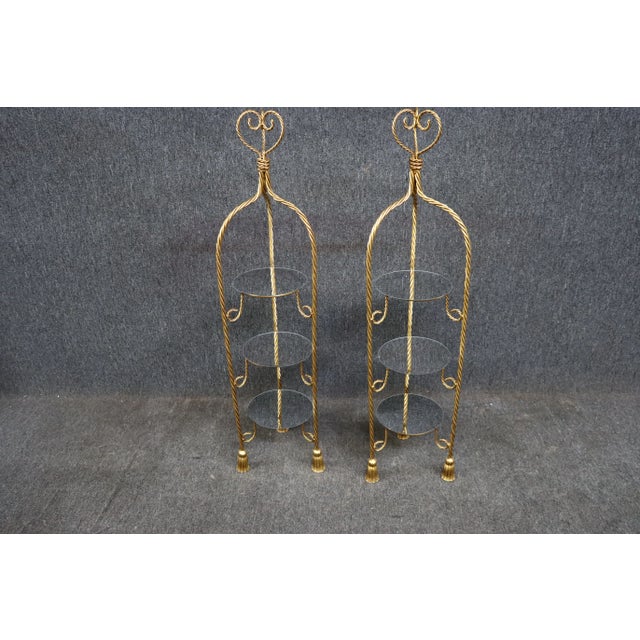 Gold Hollywood Regency Tiered Stand For Sale - Image 8 of 9