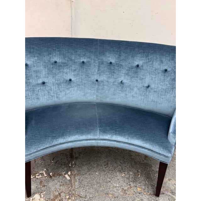 Bespoke Curved Velvet Banquette For Sale - Image 9 of 12
