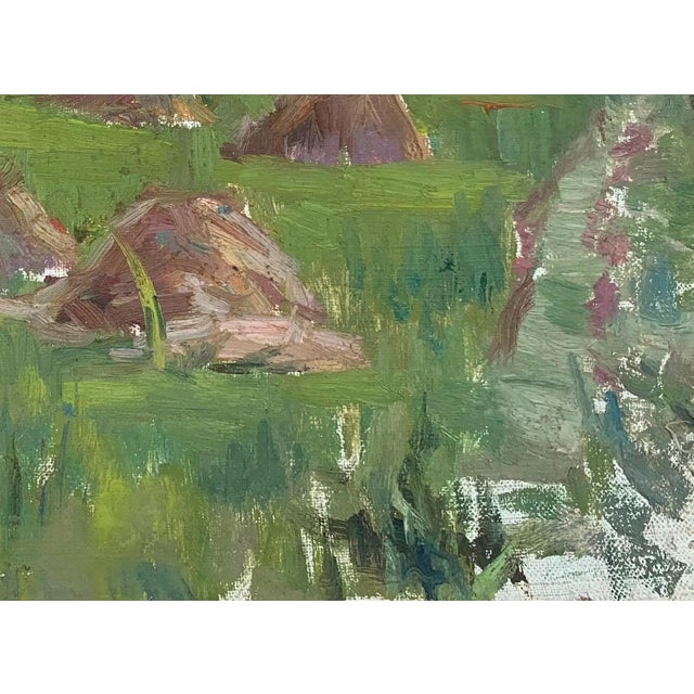 Rural Landscape Painting Original Art Ukrainian Artist Sokolovsky G. 1970s For Sale - Image 6 of 6