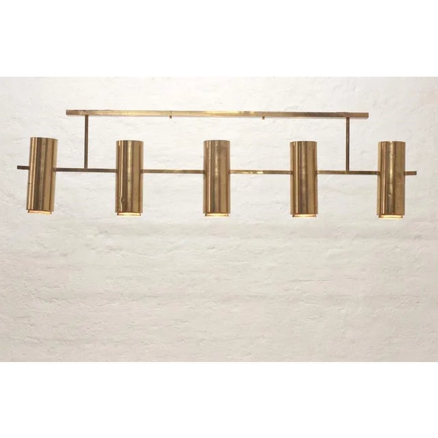 Metal Long Ceiling Light in the Style of Robert Mathieu, 1950s For Sale - Image 7 of 7