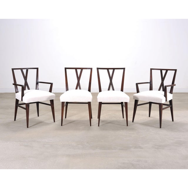 Tommi Parzinger Set of Eight Tommi Parzinger X-Back Mahogany Dining Chairs For Sale - Image 4 of 18