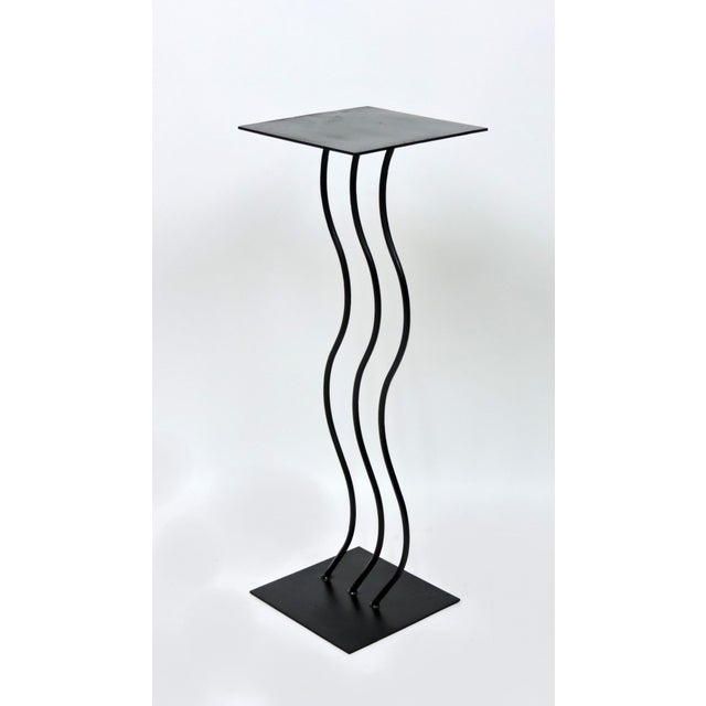 1990s Post Modern Memphis Style Wavy Steel Plant or Speaker Stand For Sale - Image 13 of 14