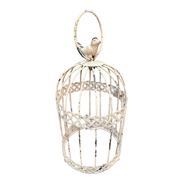 Late 20th Century Bird Cage Cloche Distressed Metal Decor Indoors or Garden Outdoor For Sale