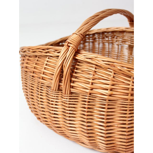 Vintage Large Willow Gathering Basket With Handle For Sale - Image 11 of 14