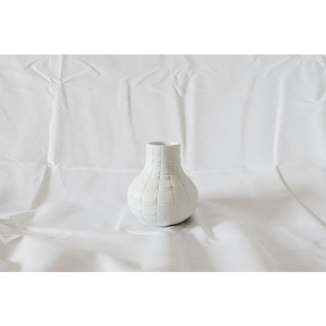 Beautiful white matte porcelain Op art vase by Scherzer in West Germany. This highly collectible vase features the much...