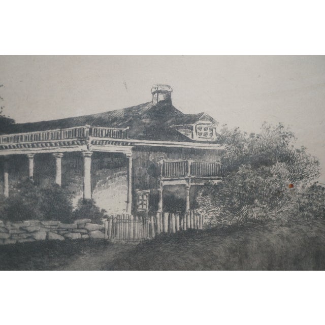 Antique Ernest C Rost Signed Home of Henry Longfellow Etching 34" For Sale - Image 9 of 11