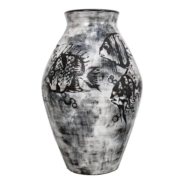 Floor Vase with Fish Pattern For Sale