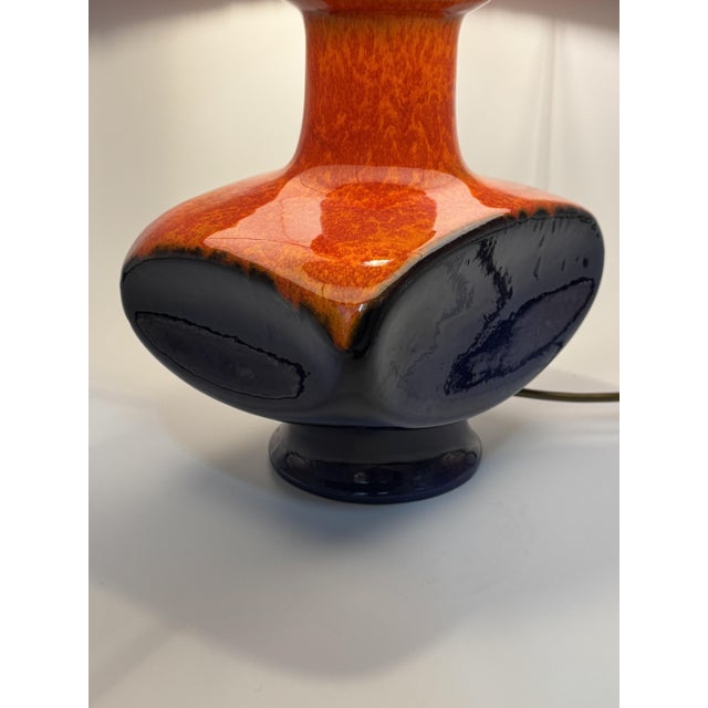 Fat Lava Table Lamp with Bright Glossy Glaze in Orange-Blue, 1960s For Sale - Image 10 of 17