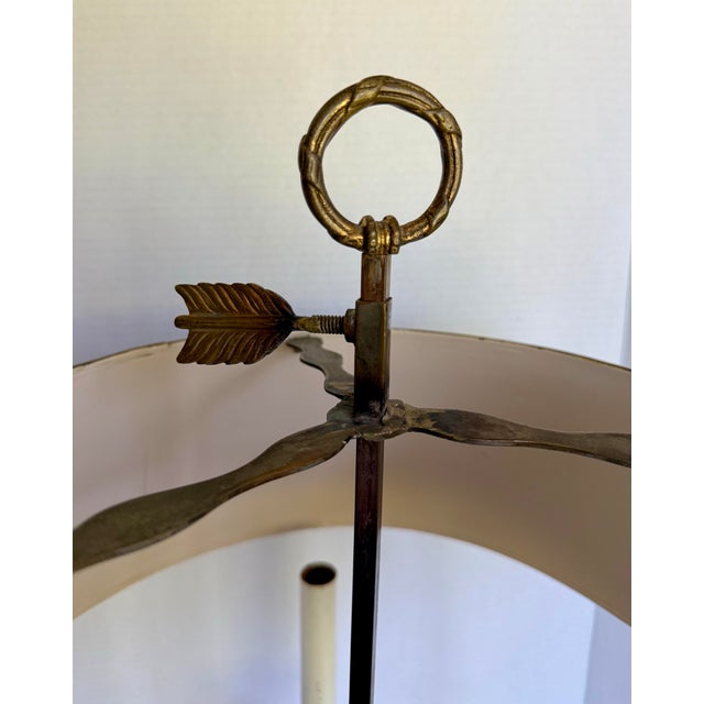 Early 20th Century Brass Bouillotte Lamp With Horn-Form Arms & Adjustable Green Tôle Shade For Sale - Image 9 of 12