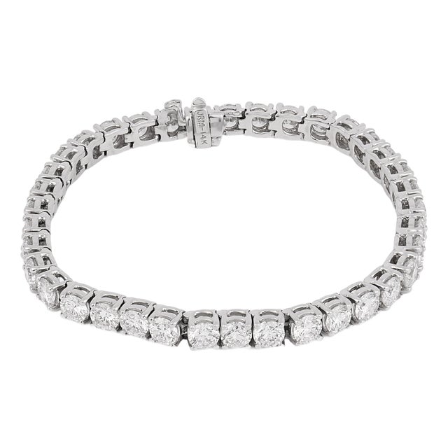 12.50 Carat Total Weight Diamond 14k White Gold Tennis Bracelet For Sale