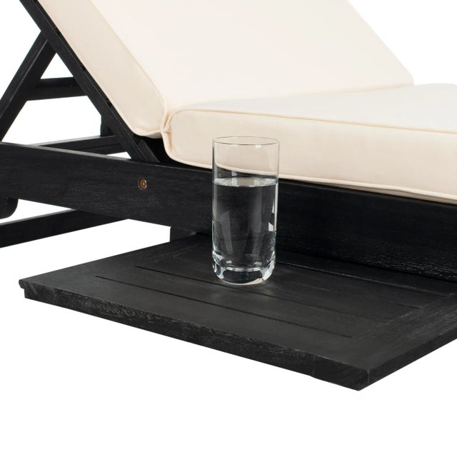 Newport Chaise Lounge Chair with Side Table, Black/Beige Cushion For Sale In New York - Image 6 of 10