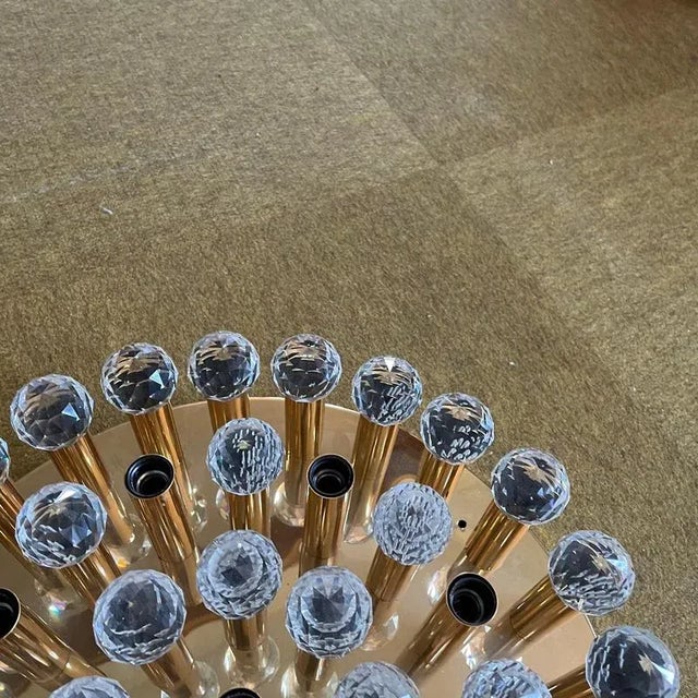 Hollywood Regency Glass and Brass Ceiling Light from Ernst Palme Palwa, Germany, 1970s For Sale - Image 10 of 18