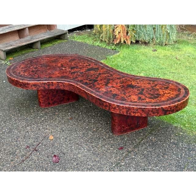 1970s 1970s Unique Mid-Century Modern Coffee Table - Sculptural Design With Leather Finish on the Top For Sale - Image 5 of 11