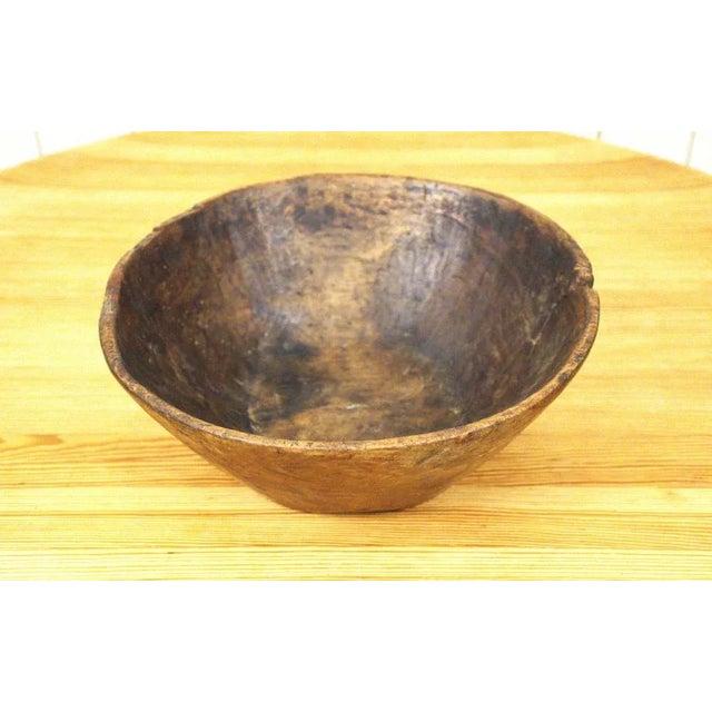 Black Large Swedish Folklore Carved Birchwood Bowl For Sale - Image 8 of 12