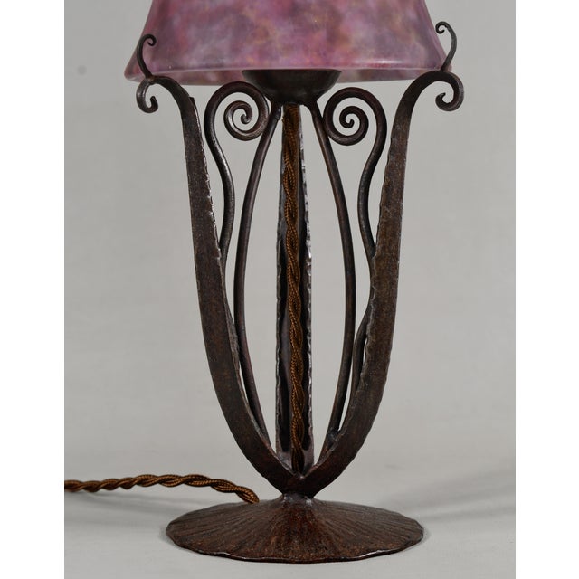 French Art Deco Table Lamp by Daum & Robj 1920s France For Sale - Image 6 of 11