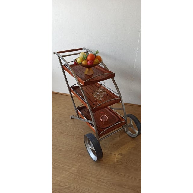 Bar Cart,Denmark by Kircodan. A large, massive model. Cleansed. Teak trays cleaned and protected. The trays are...