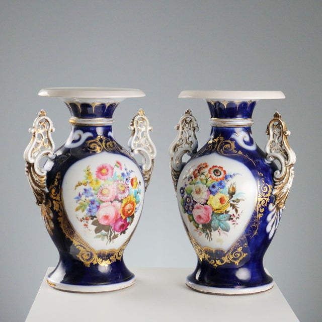 Cobalt Blue Porcelain Vases, Set of 2 For Sale - Image 11 of 11