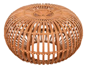 Franco Albini Mid-Century Organic Modern Italian Rattan Pouf Ottoman, 1950s