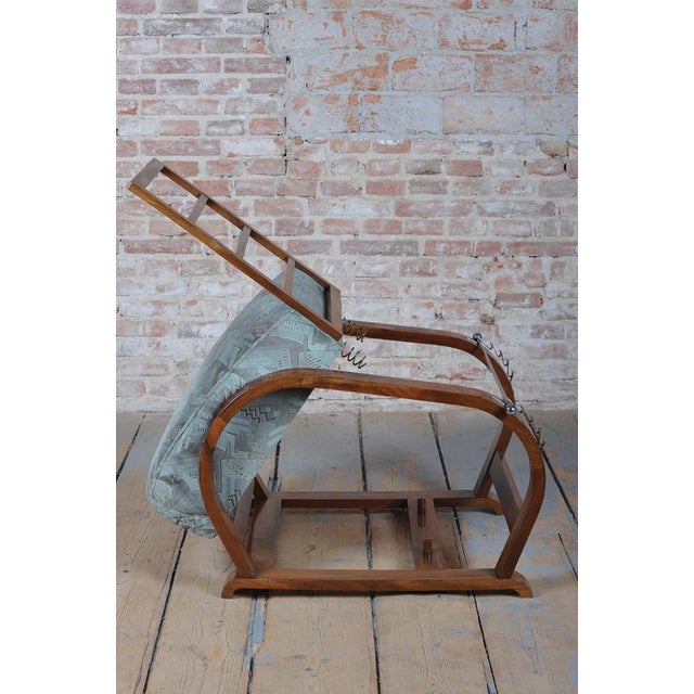 Brown Czech Art Deco Walnut and Chrome Reclining Armchair, 1930s For Sale - Image 8 of 18