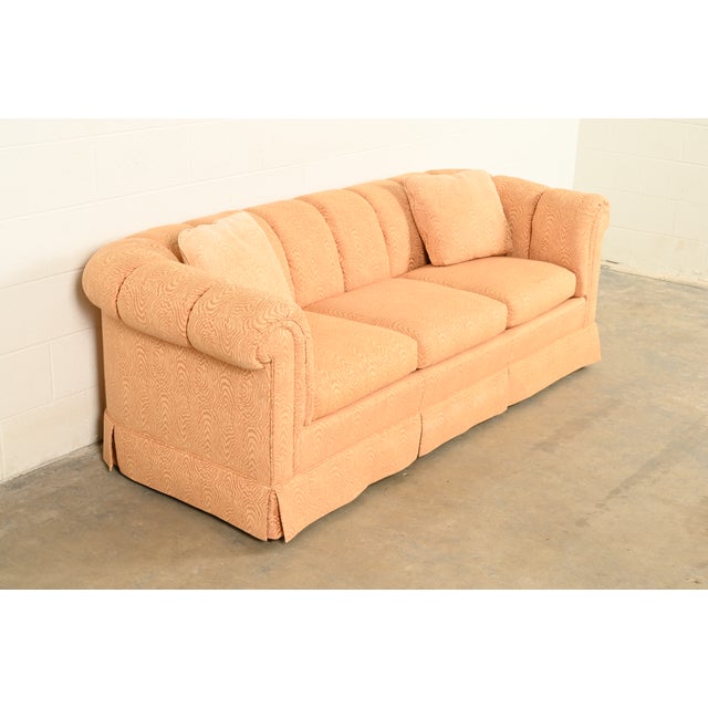 1980s Baker Furniture English Traditional Custom Upholstered Roll Arm Sofa For Sale - Image 5 of 15
