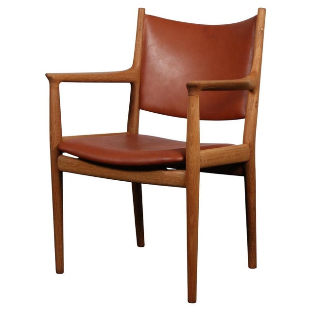 Model JH513 Armchair in Oak and Leather attributed to Hans J. Wegner, 1960s For Sale - Image 10 of 10