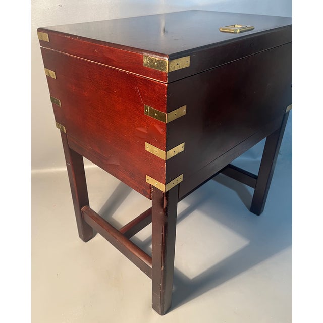 Wine Cellarette Campaign Chest on Stand Cherry Wood Brass Fittings Cedar & Felt Lined For Sale - Image 4 of 7