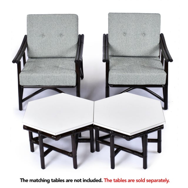 Baby Blue Pair John Wisner for Ficks Reed Far Horizons Light Blue Rattan Lounge Chairs For Sale - Image 8 of 16