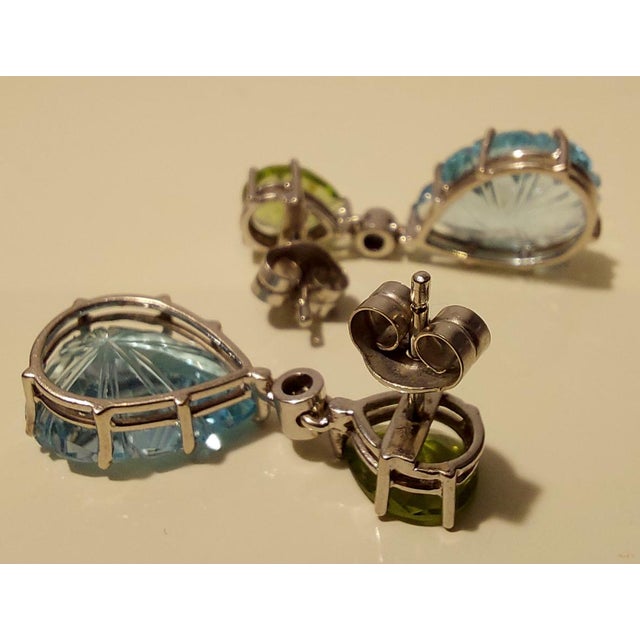 18k/750 White Gold Earrings with Diamonds and Topaz and Peridot, 1990s, Set of 2 For Sale - Image 17 of 18