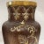 Ceramic 1880 Gien French Faience Pair Majolica Gold & Brown Vases With Armored Knights For Sale - Image 7 of 13