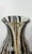 This commanding 17-inch hand-blown art glass vase features a sophisticated "Fenicio" or combed-thread technique....