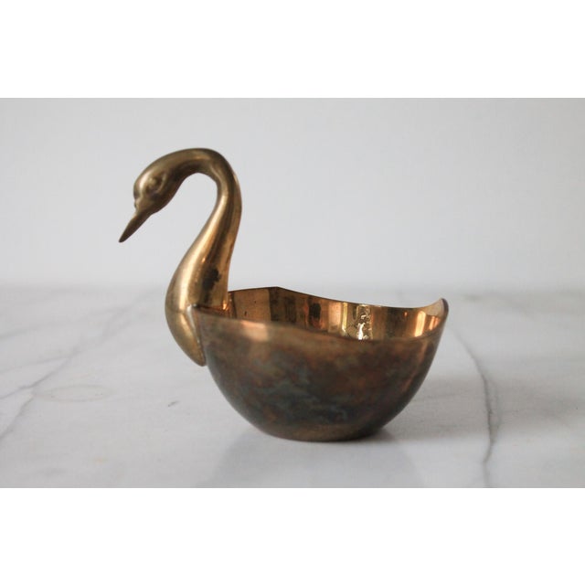 Metal Vintage Brass Swan Dish For Sale - Image 7 of 10