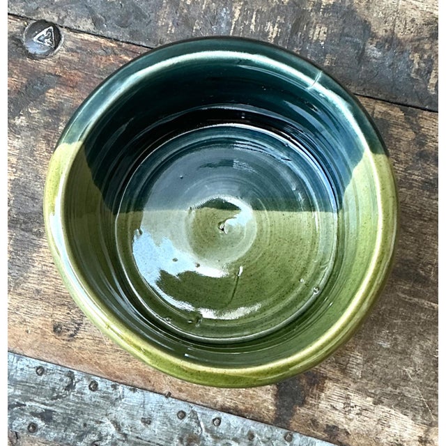 Vintage Handcrafted Green Studio Bowl For Sale In West Palm - Image 6 of 13