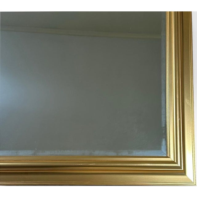 Large Contemporary Traditional Gold Gilt Beveled Glass Rectangular Wall Mirror For Sale - Image 11 of 12