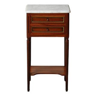 19th Century Belgian Louis XVI Mahogany and White Marble Top Nightstand For Sale