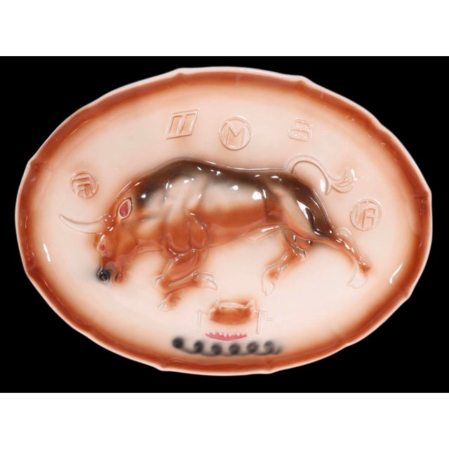 Farmhouse Marcia of California Longhorn Bull Platter Model J119 Circa 1950/60's For Sale - Image 3 of 8