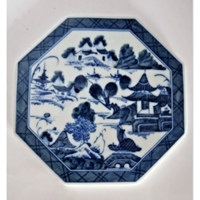 Mottahedeh Vintage Asian Mottahedeh Vista Alegre Canton Octagonal Tile or Trivet For Sale - Image 4 of 5