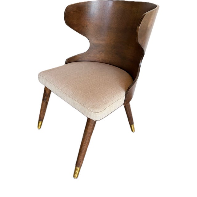 Mid-Century Modern Style Walnut Dining Set, Sculptural Barrel Back Chairs, Malaysia 2020 For Sale - Image 9 of 17