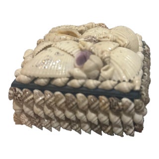 Vintage Seashell-Encrusted Miniature Trinket Box, Mid-20th Century For Sale