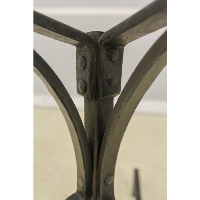 Pair Arts & Crafts Horse Head Forged Iron Fireplace Andirons For Sale - Image 11 of 13