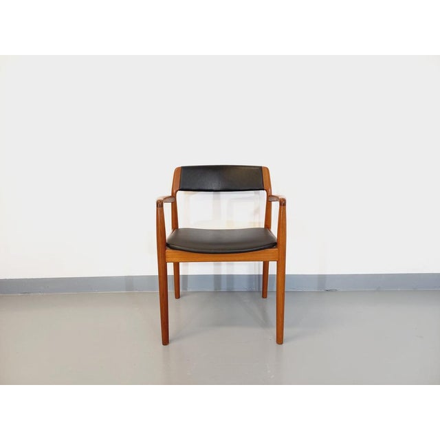 Vintage Scandinavian Armchair in Teak and Black Skai by Niels Otto Møller, 1960s For Sale - Image 3 of 11
