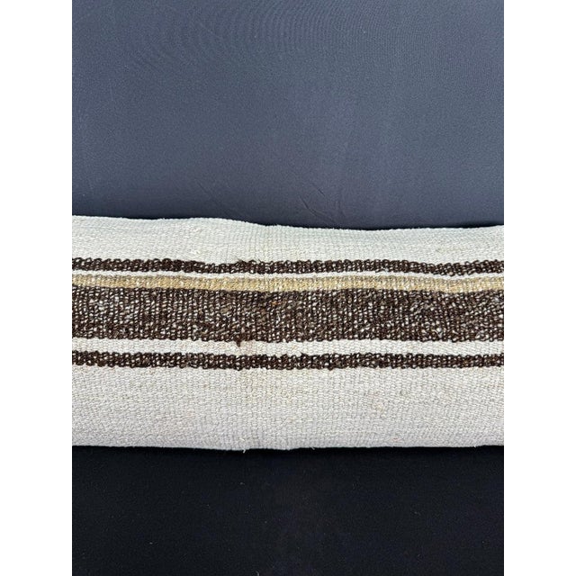 Contemporary Turkish Hemp Pillow Cushion Natural Beige Brown Cushion Cover 12"x46" For Sale - Image 3 of 4