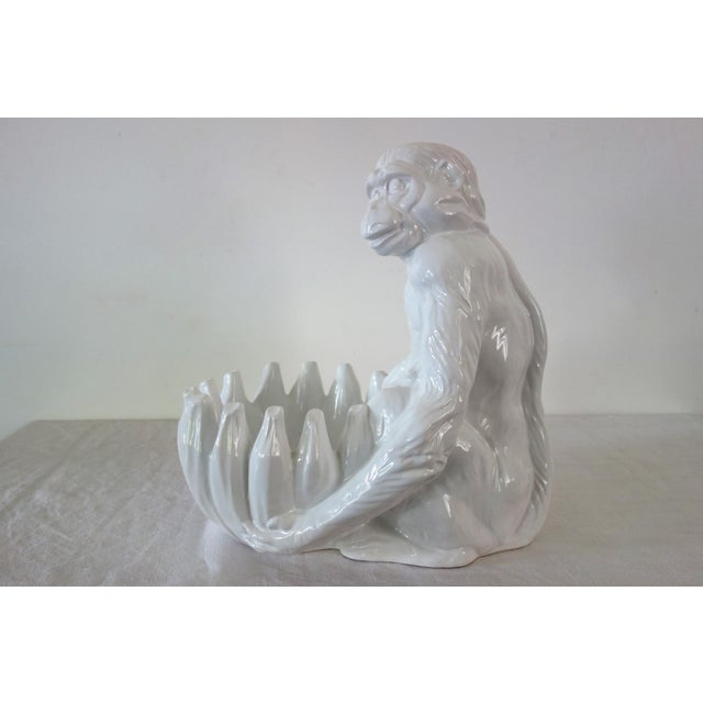 Mid-Century Modern Vintage Italian Handcrafted Ceramic Plant Pot with Monkey and Bananas, 1960s For Sale - Image 3 of 16