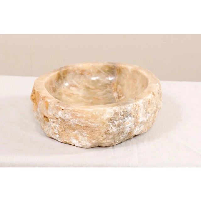 Carved Onyx Rock Sink Basin With Live Edge For Sale In Atlanta - Image 6 of 12