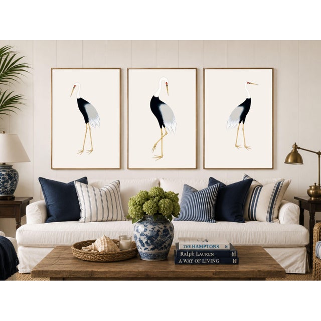 Japanese Crane Triptych, Set of 3 Art Prints, 20" X 30" For Sale In Buffalo - Image 6 of 7