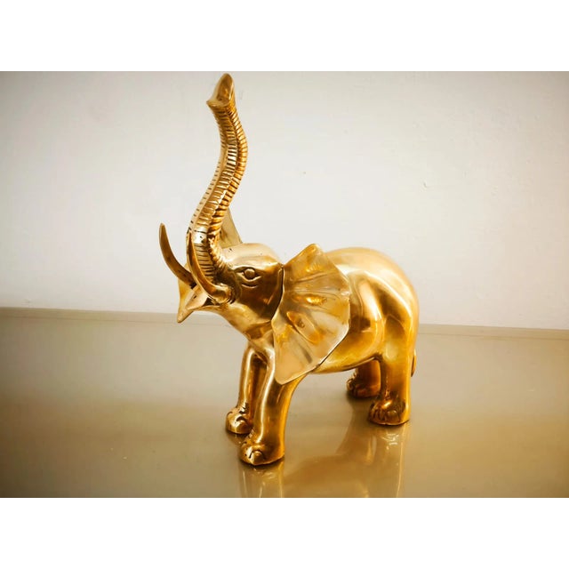 Vintage Gold Brass Elephant For Sale - Image 6 of 12