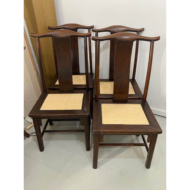 Early 20th Century Chinese Hat Dining Side Chairs - Set of 4 For Sale - Image 5 of 11