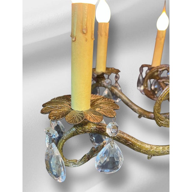 1940s Solid Brass Rococo Chandelier For Sale - Image 15 of 17